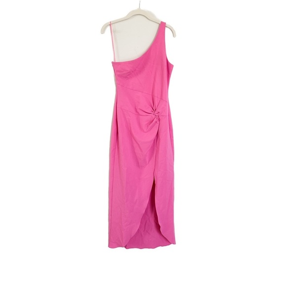 LIKELY Revolve Pink Merilou Twist Front One-Shoulder Midi Dress Size 2 NWT - Picture 4 of 5